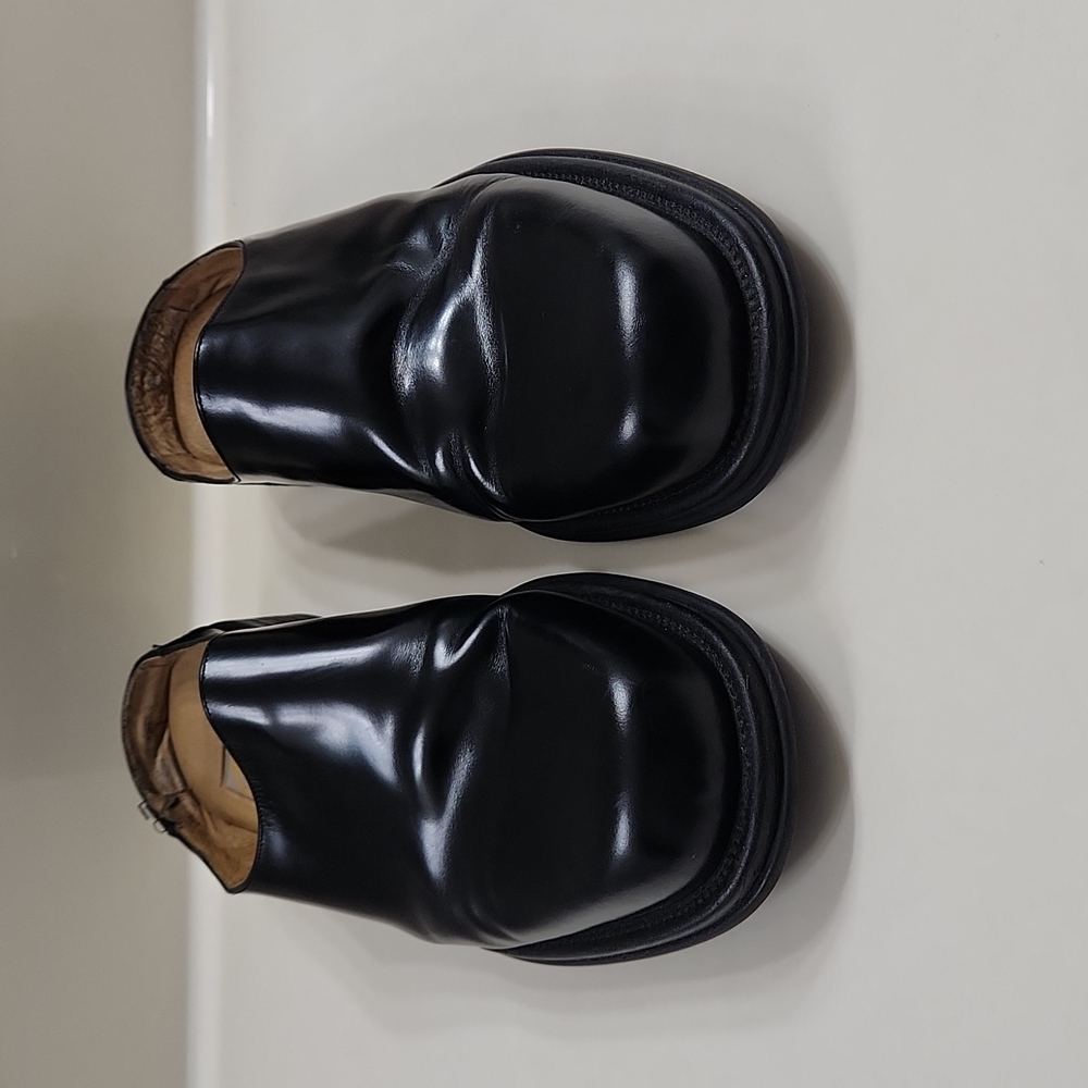 Black Leather Men's Slides 12D